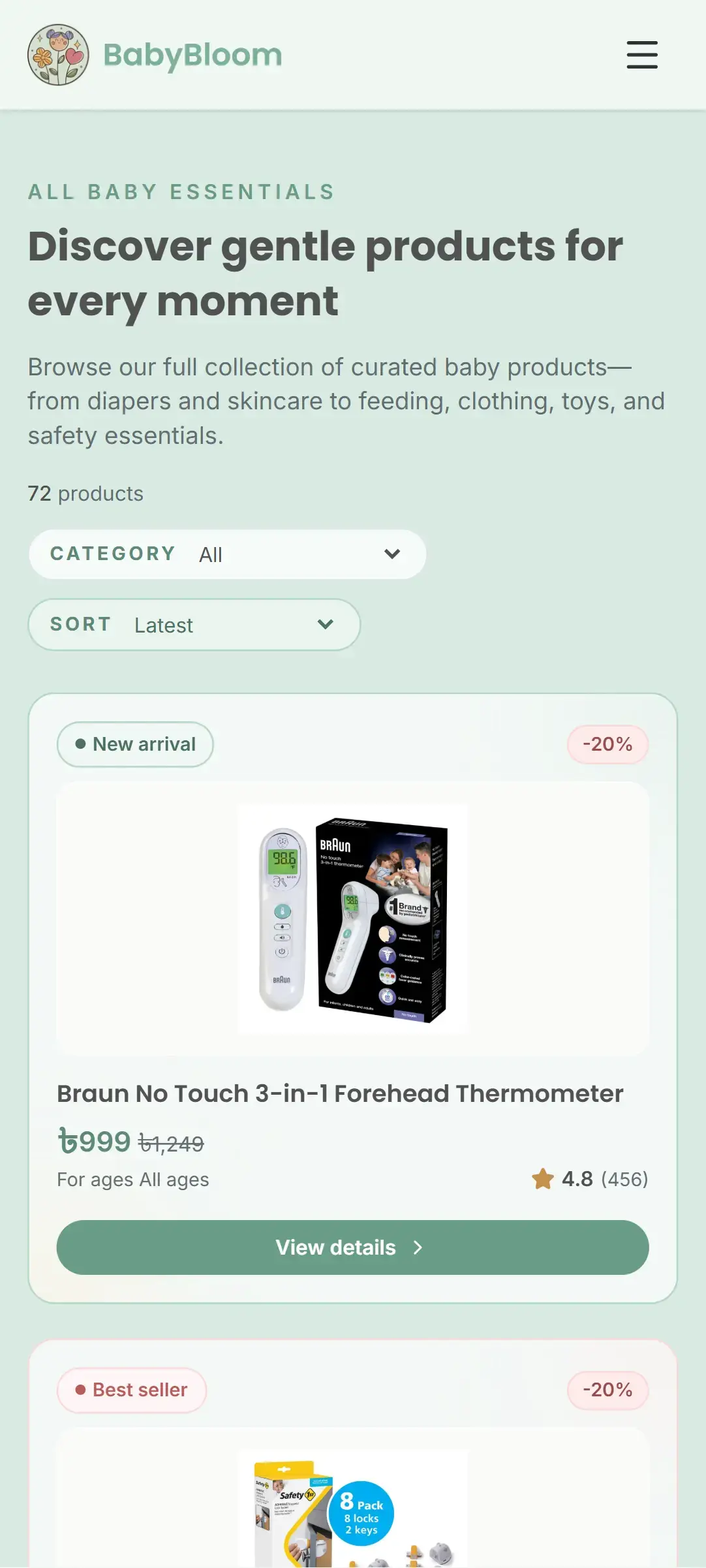 Mobile checkout — streamlined payment flow optimised for parent shoppers
