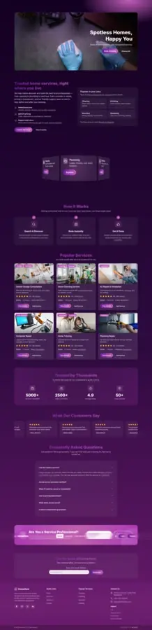 Homepage — service category browsing and location-based search