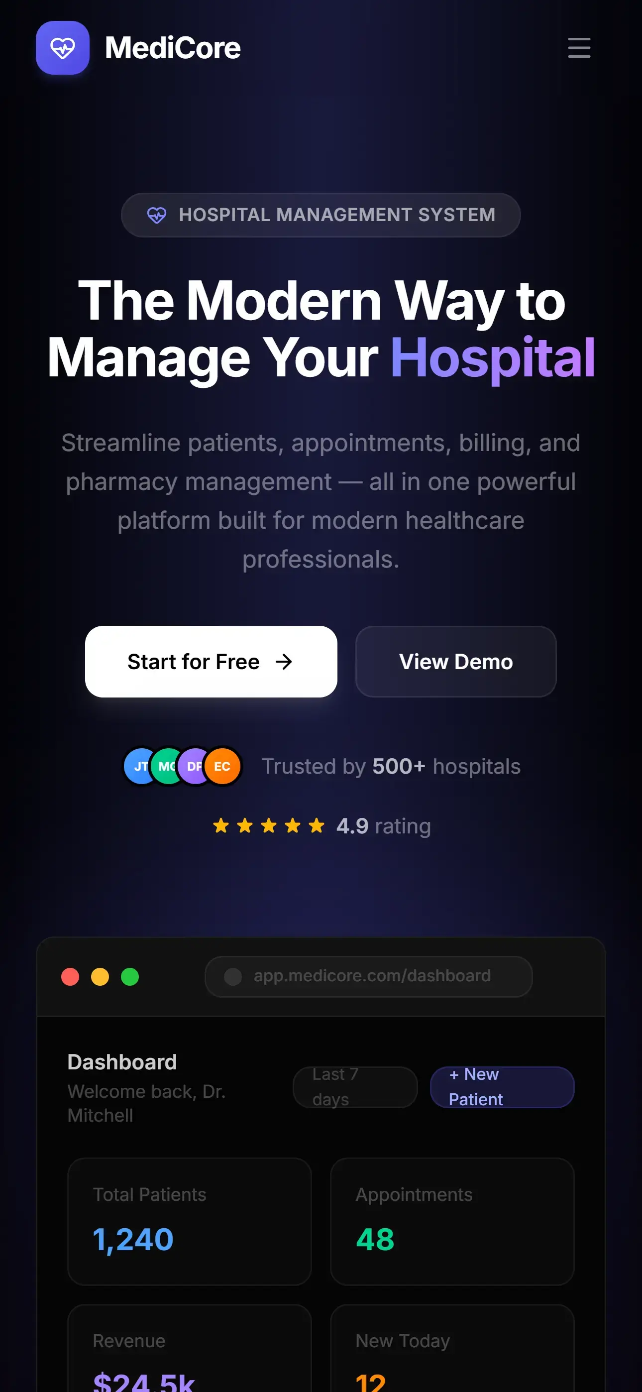 Mobile view — doctors and nurses access patient data on the go